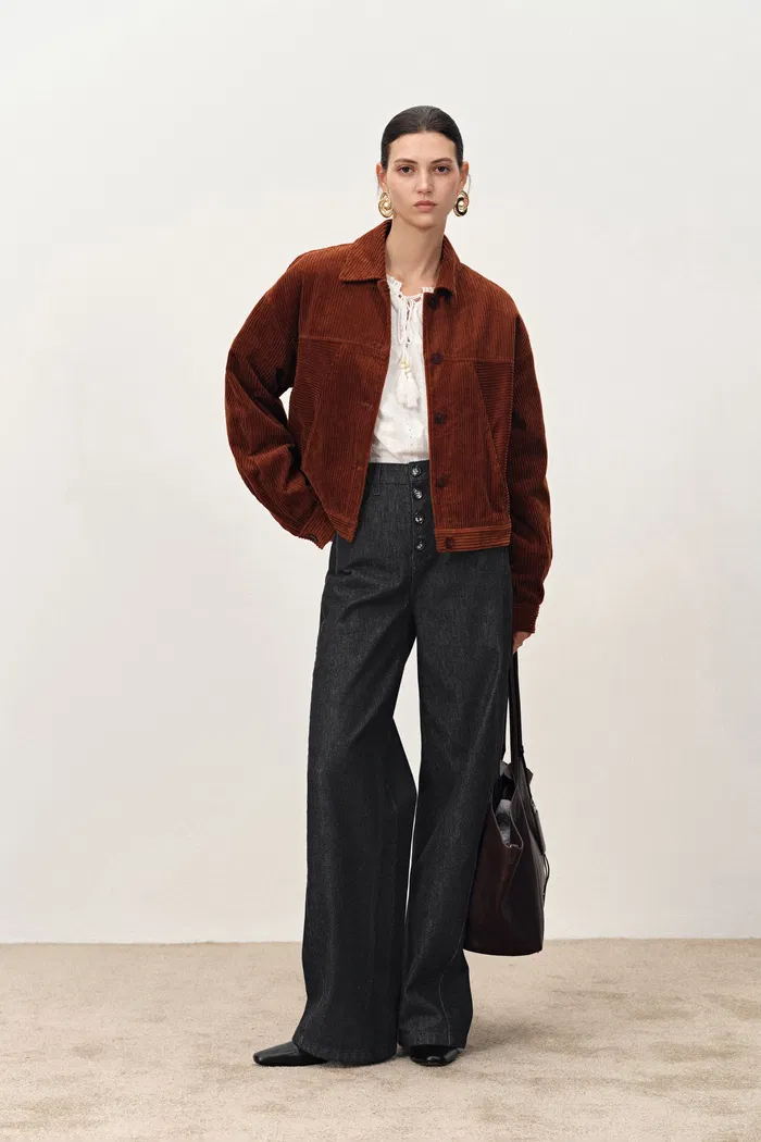 Yori Casual Wide Leg Jeans in Cotton Denim