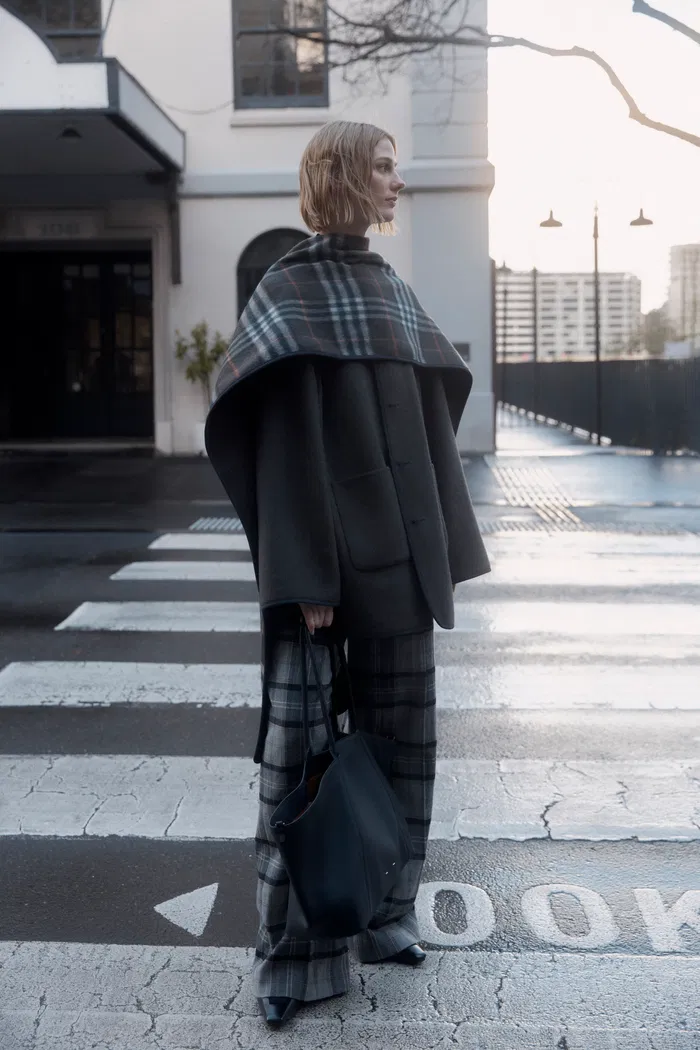Cecilia Reversible Tartan Check Double Face Short Coat in Wool Cashmere Blend