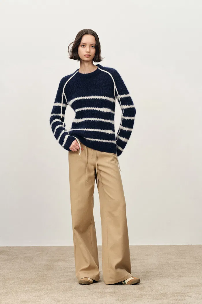Rita Hand Painted Irregular Stripe Design Sweater in Alpaca Blend