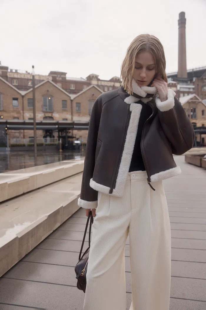 Quinn Short Jacket in Faux Shearling
