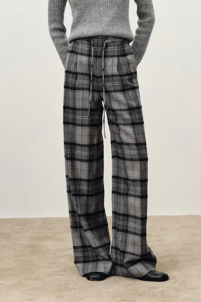 Klara Fringe Collar Drawstring Pants in French BouclÃ©