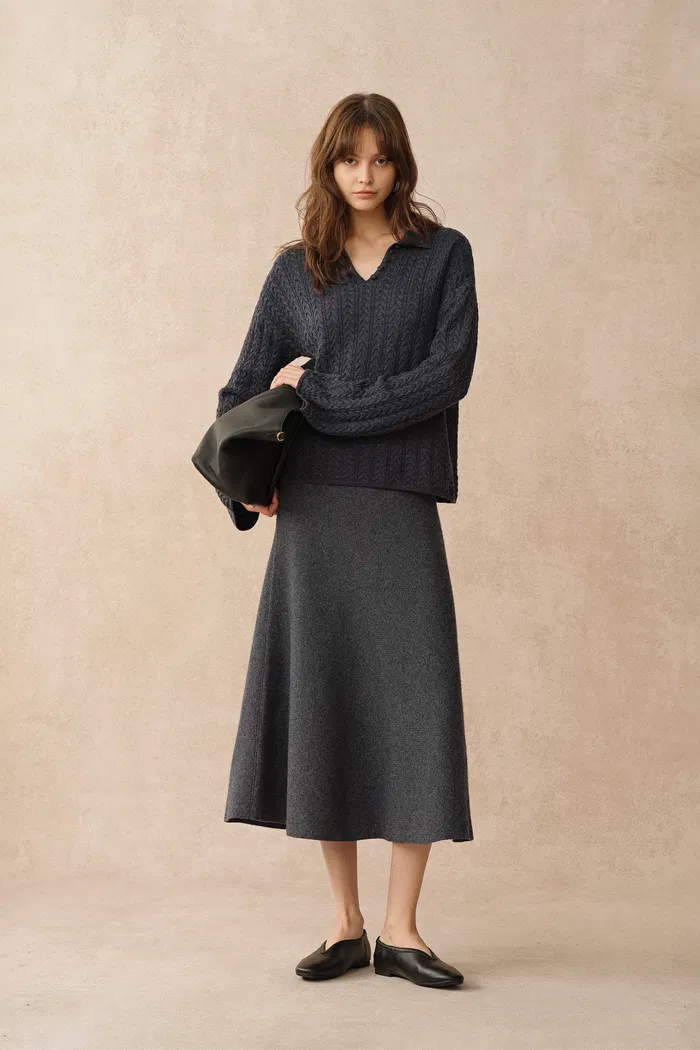 Miko Chunky Sweater in Merino Wool Cable Knit