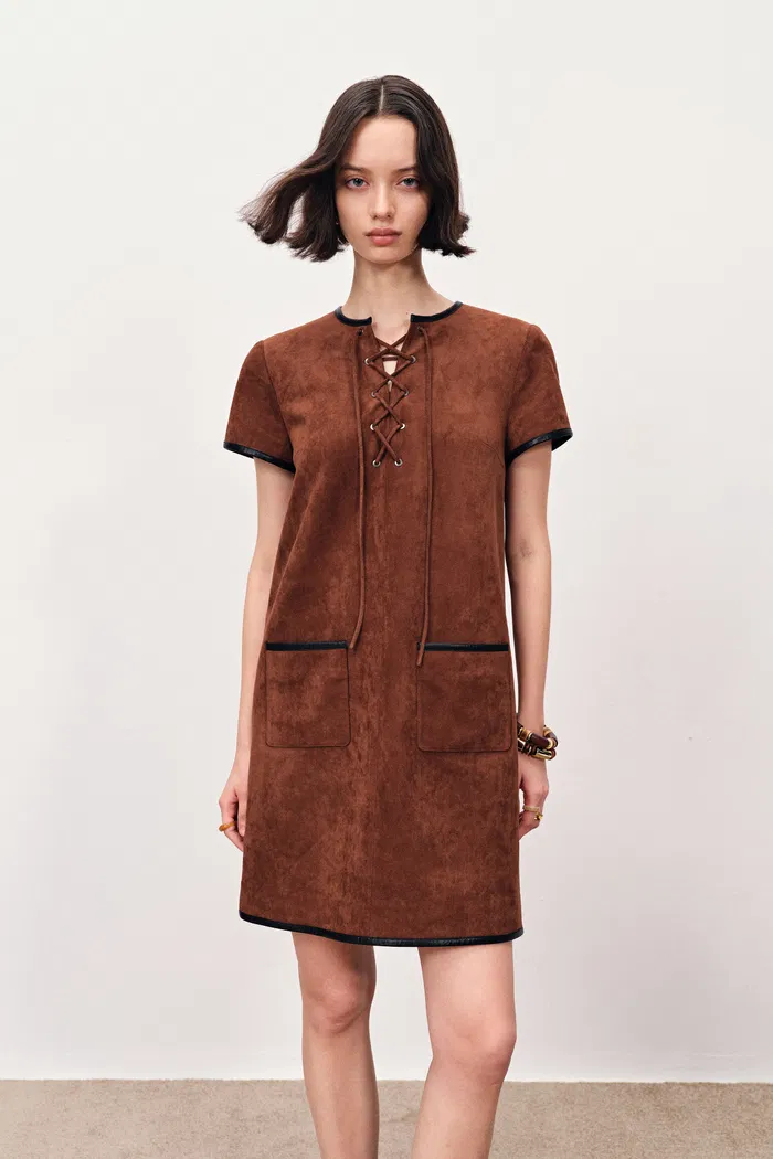 10533-nevaeh-hand-applied-contrast-leather-trim-short-dress-in-ultrasuede-1.webp