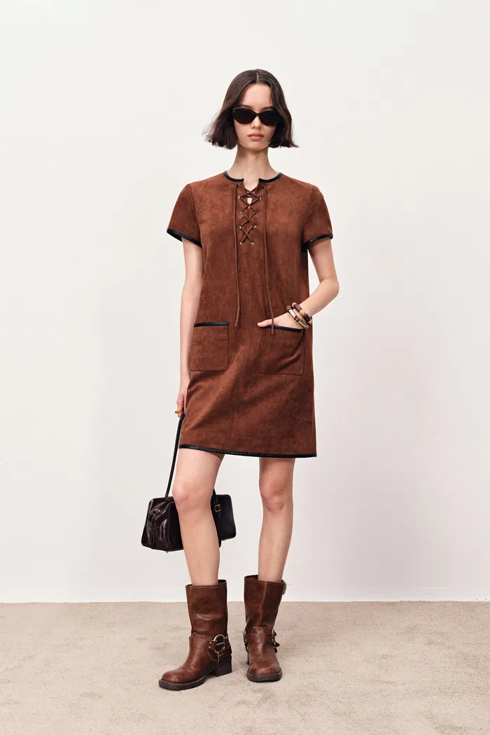 10533-nevaeh-hand-applied-contrast-leather-trim-short-dress-in-ultrasuede-1.webp