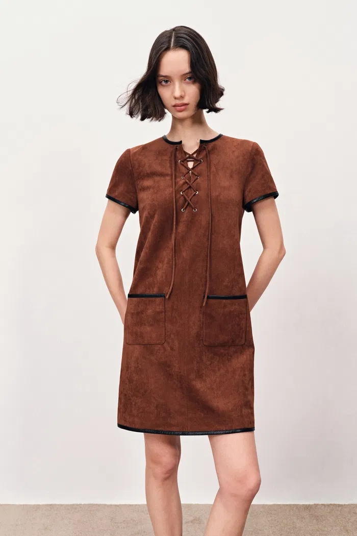 10533-nevaeh-hand-applied-contrast-leather-trim-short-dress-in-ultrasuede-1.webp