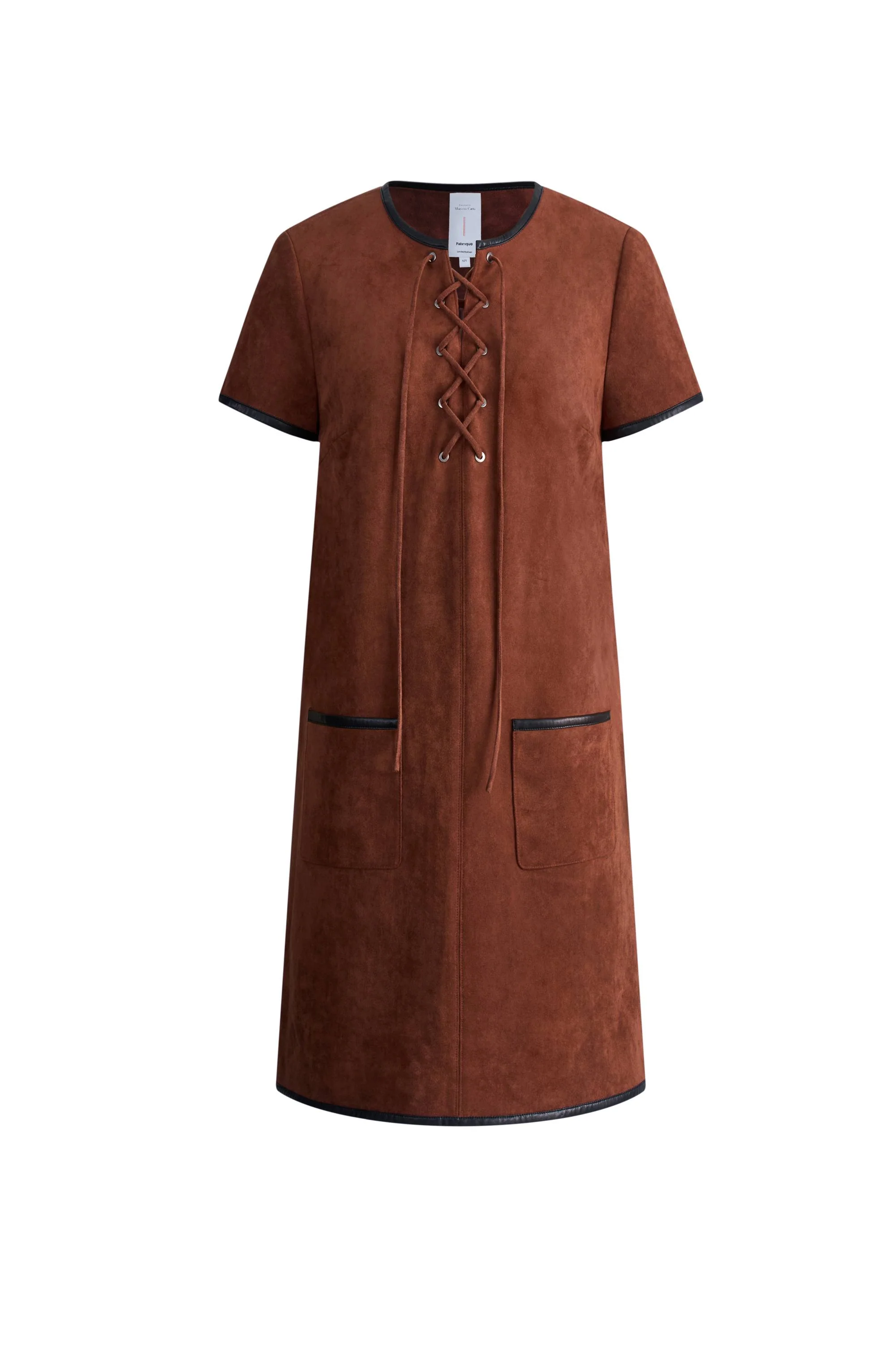 10533-nevaeh-hand-applied-contrast-leather-trim-short-dress-in-ultrasuede-1.webp