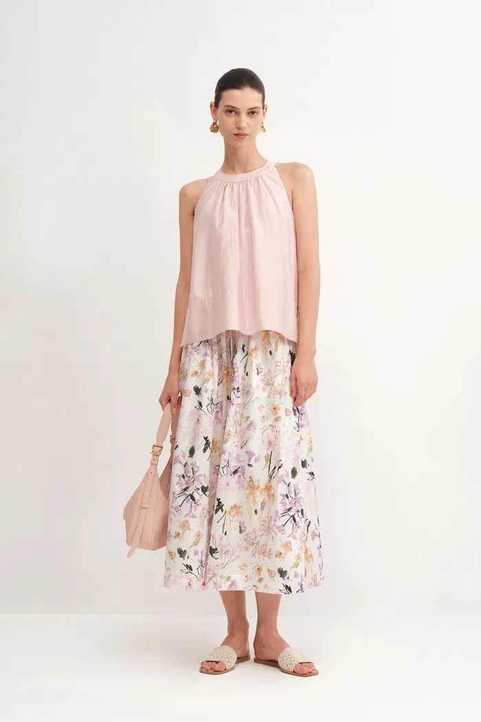 Qara Printed Skirt in Long-Staple Cotton