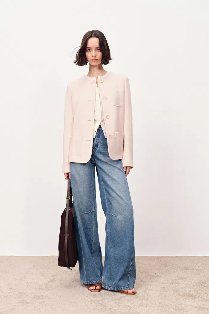 Nassau Rounded Collar Multi Yarn Jacket in Merino Wool