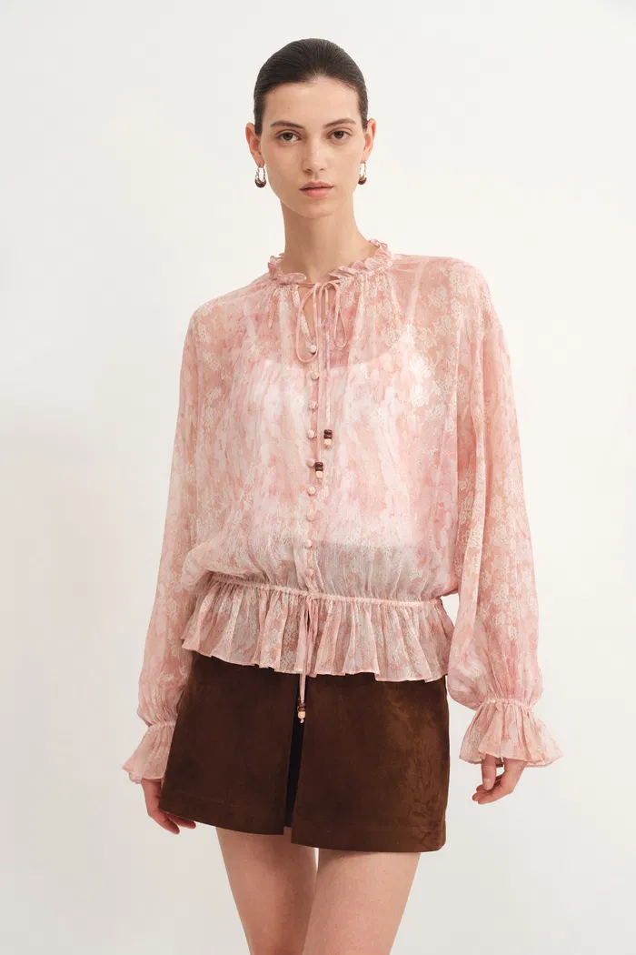 Kelena Flora Print Blouse in Crepe Georgette