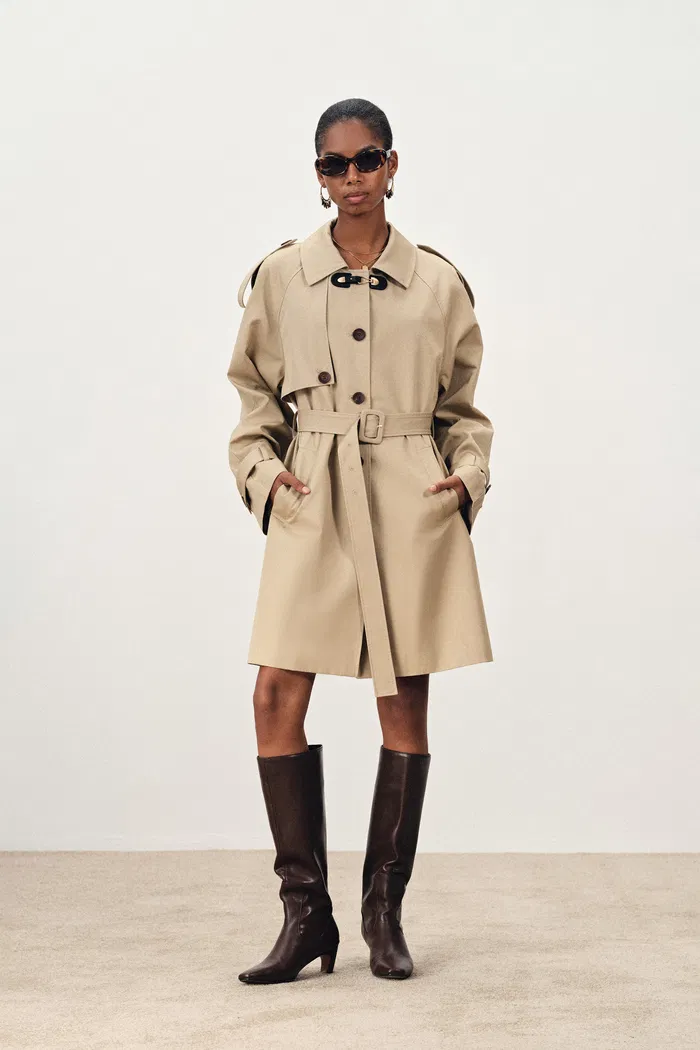 Yori Wrinkle Resistant Midi Trench Coat in Lightweight Cotton