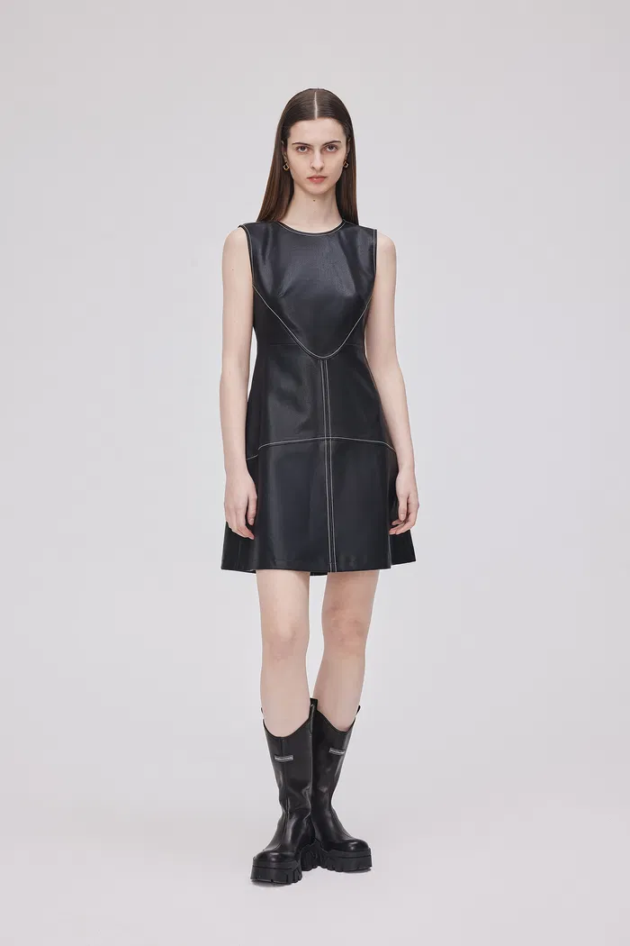 Amaya Dress in Vegan Leather