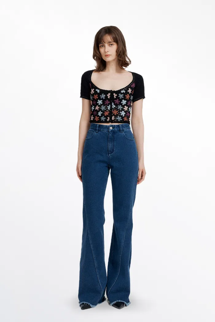 Daisy Handcrafted Flora Crochet Top in Cotton Knit