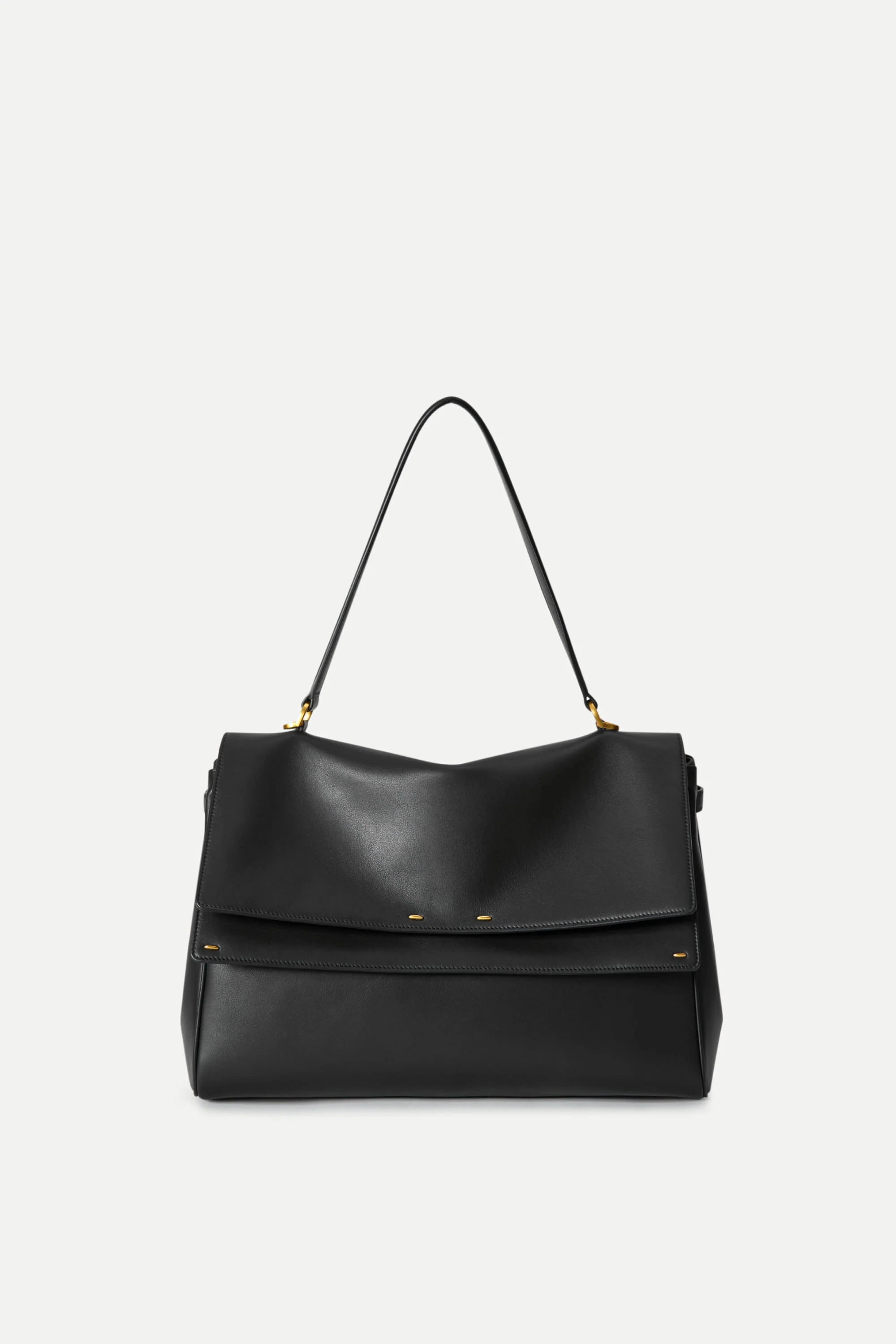 Rialto Double Flap Handbag in Calfskin Leather
