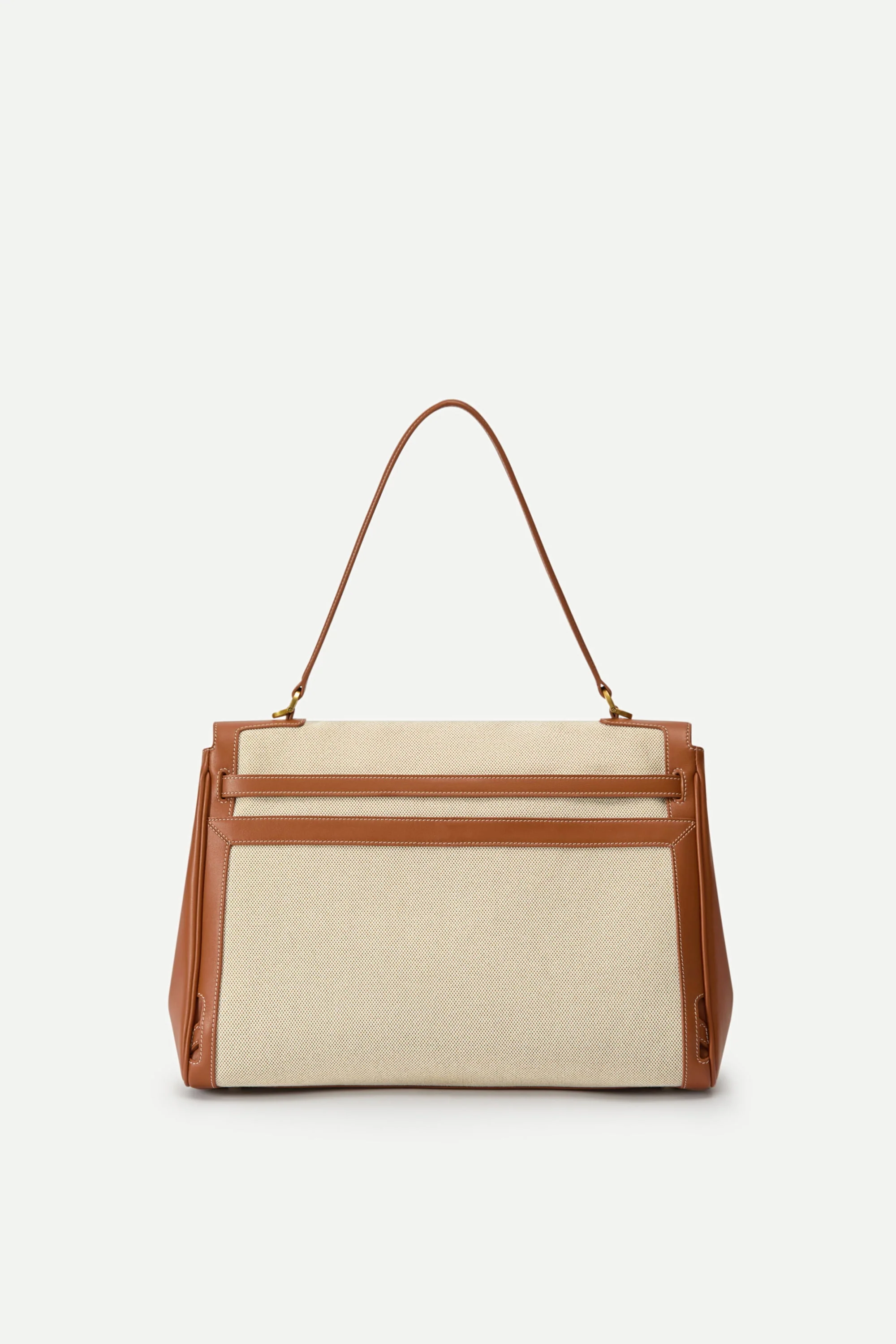 Rialto Double Flap Handbag in Nappa Leather & Water-Resistant Canvas