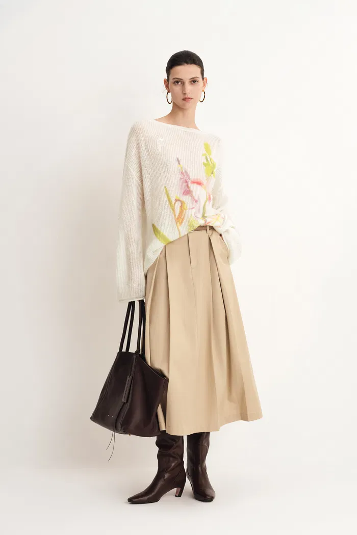 Blair Hand Embroidered Flora Sweater inWool-Alpaca Blend