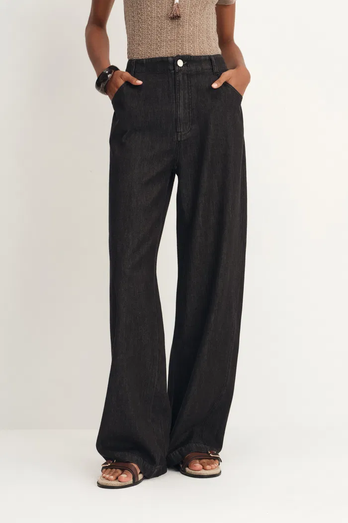 Solana Lightweight Wide Leg Jeans in Cotton Denim