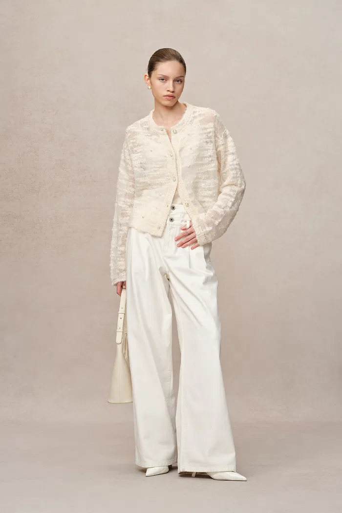 Vega Hand Swen Pearl Cardigan in Alpaca Blend BouclÃ© Knit