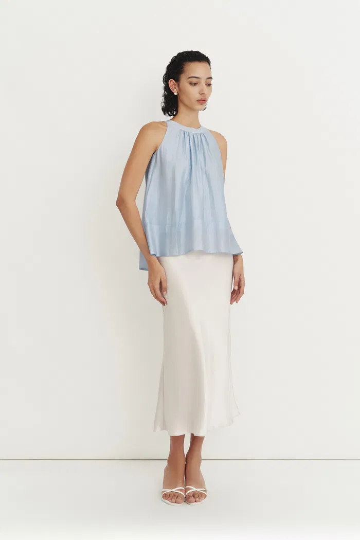 Leah Blue Halter Camisole Top in Lyocell