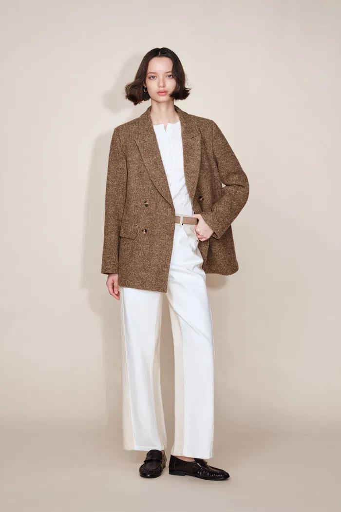 Ginevra White Colorblock Jeans in Cotton Denim