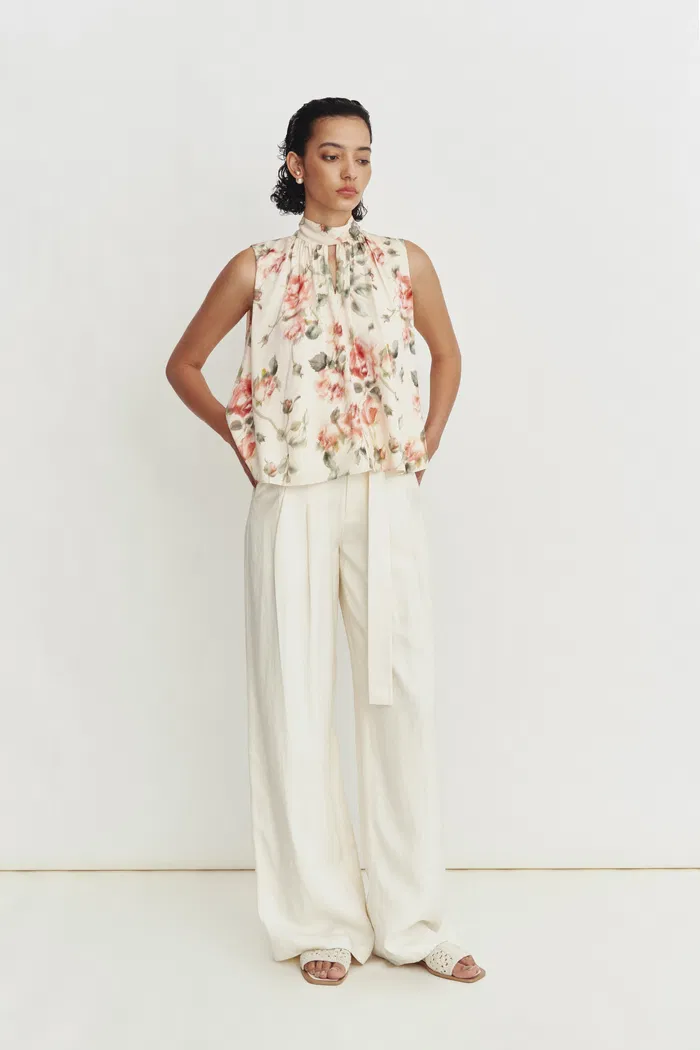 Eli Sleeveless Rosie Sleeveless Top in Mulberry Silk Satin