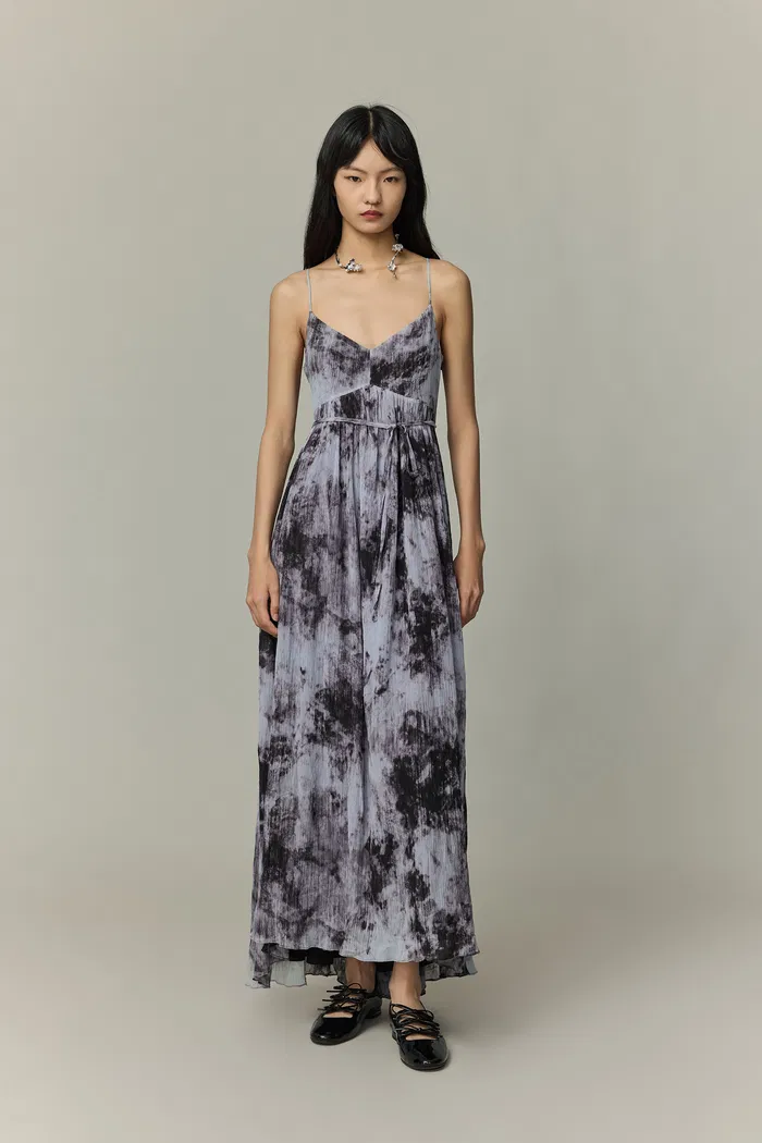 Kia High Waist Dress in Mulberry Silk Blend
