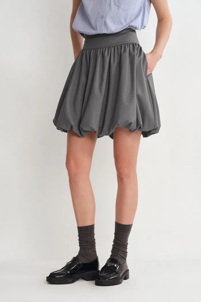 Cynthia Short Bubble Skirt in Fine Wool Blend