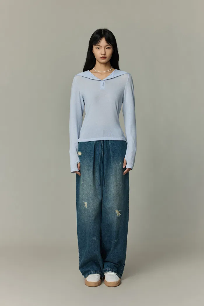 Judith Elastic Waist Jeans in Cotton Denim