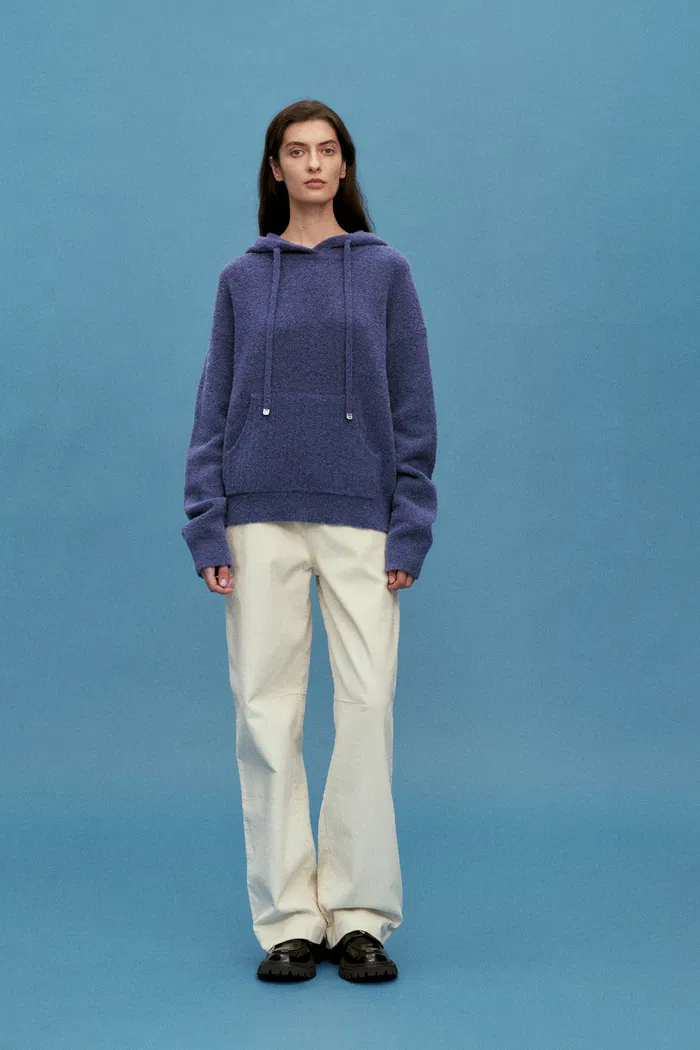 Nicole Hooded Sweater in Wool BouclÃ©