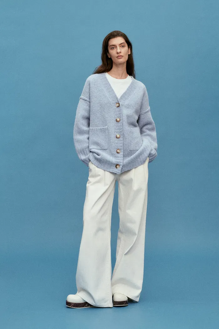 Hiroko Oversized Knit Cardigan in Wool BouclÃ©