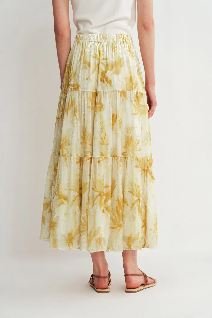 Emery Velvet Maxi Skirt in Burnout Silk Georgette