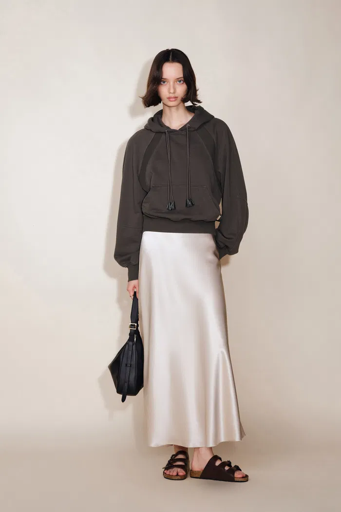 Vanessa Double Drawstring Hoodie Sweater in Cotton Fleece