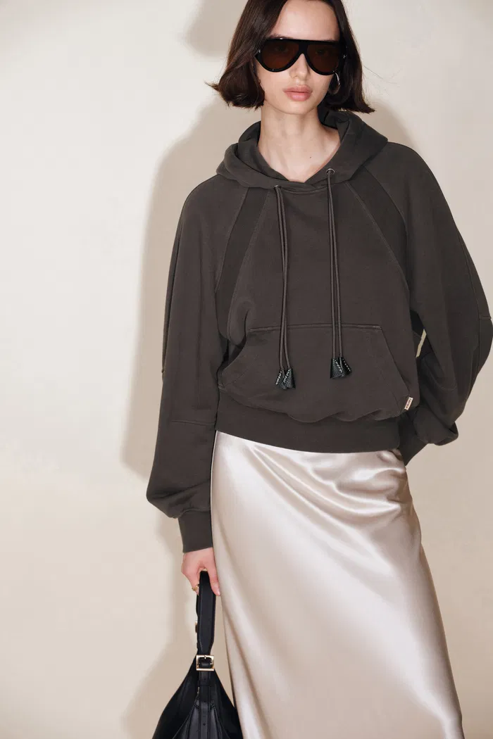 Vanessa Double Drawstring Hoodie Sweater in Cotton Fleece