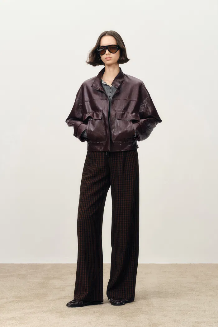 Gia Trench Style Collar Short Jacket in Faux Leather