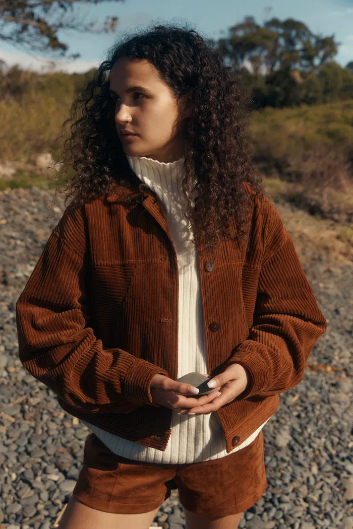 Aaliyah Dropped Shoulder Jacket in Corduroy Cotton