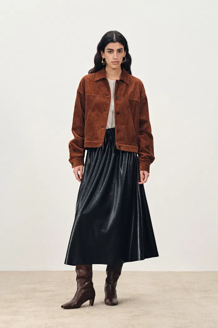 Aaliyah Dropped Shoulder Jacket in Corduroy Cotton