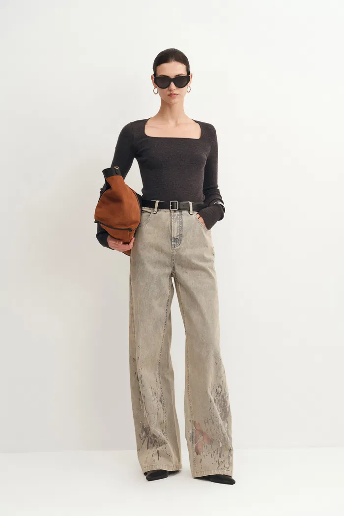 Etro Square Neck Sweater in Merino Wool Knit