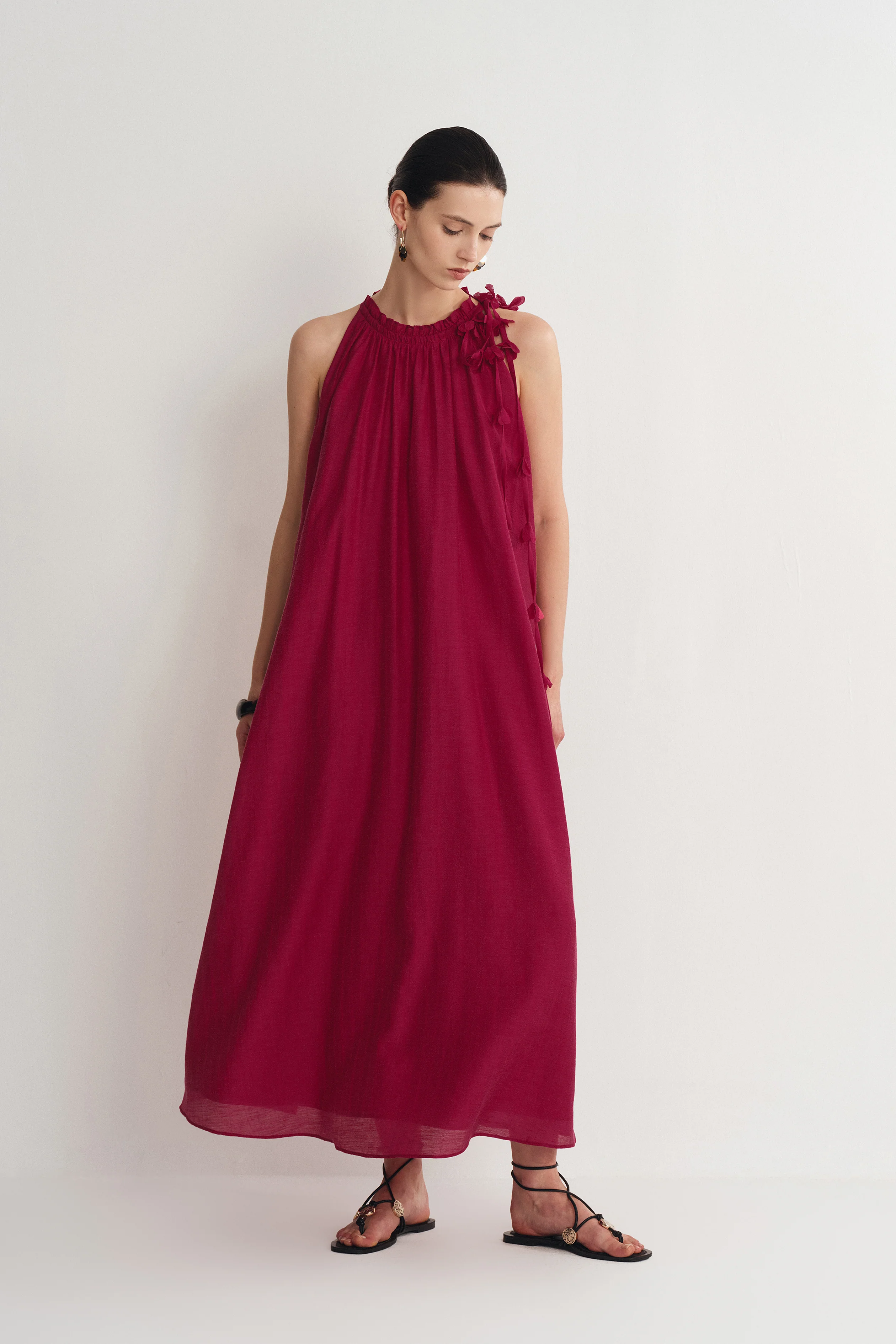 Alice Hand Woven Flora Sleeveless Dress in Acetate-Linen Blend