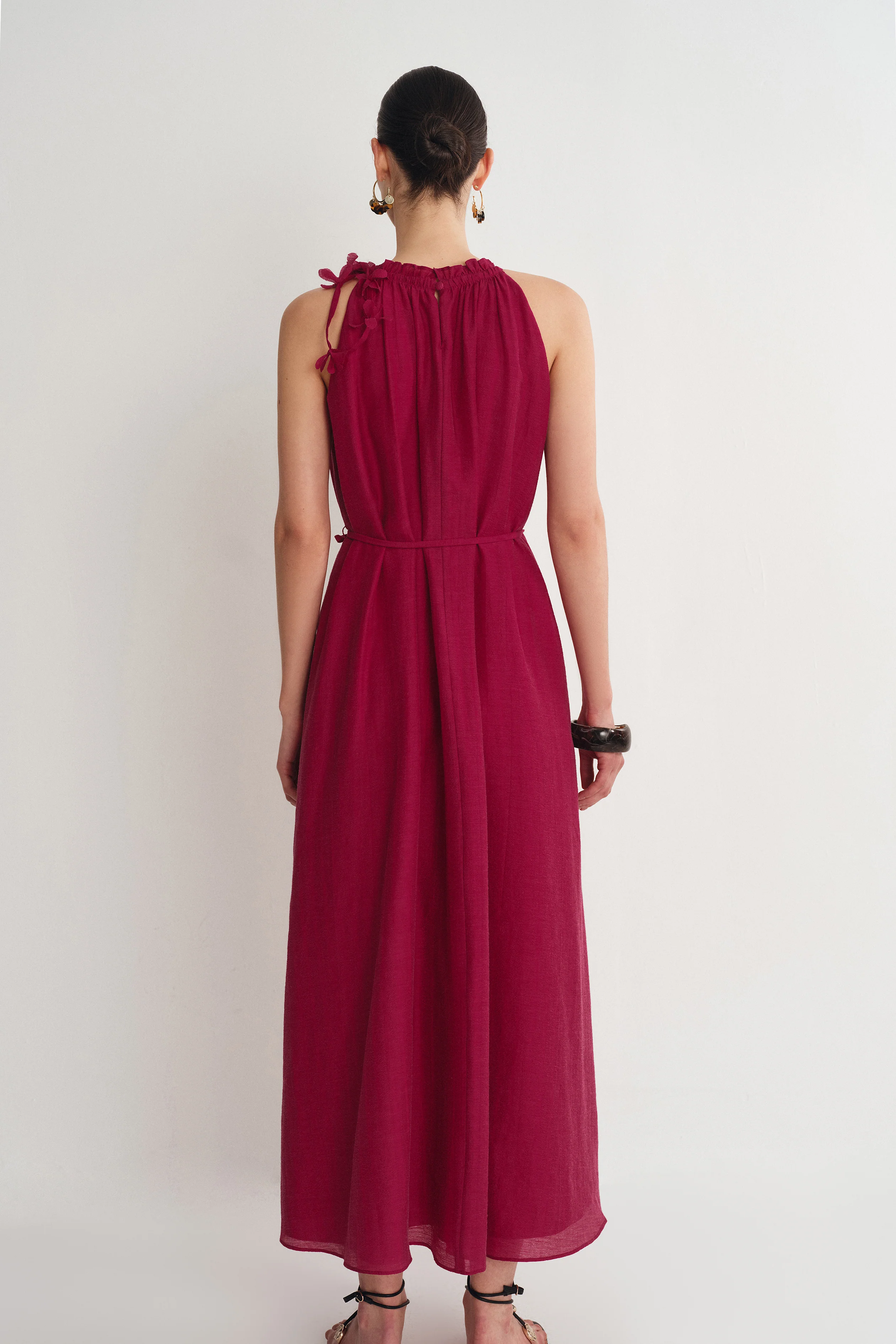 Alice Hand Woven Flora Sleeveless Dress in Acetate-Linen Blend