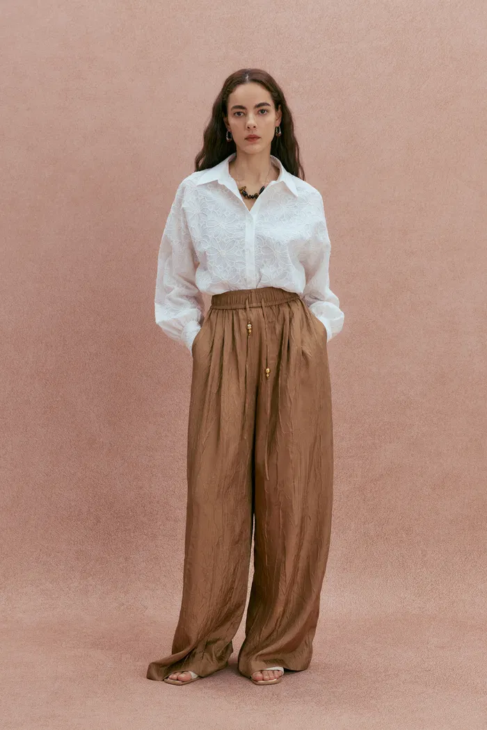 Adeline Hand Sewn SequinJacquard Button-Up Shirt in Cotton