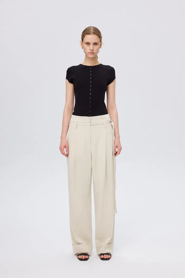 Suma High Waisted Straight Leg Pants in Tencel Lyocell Blend