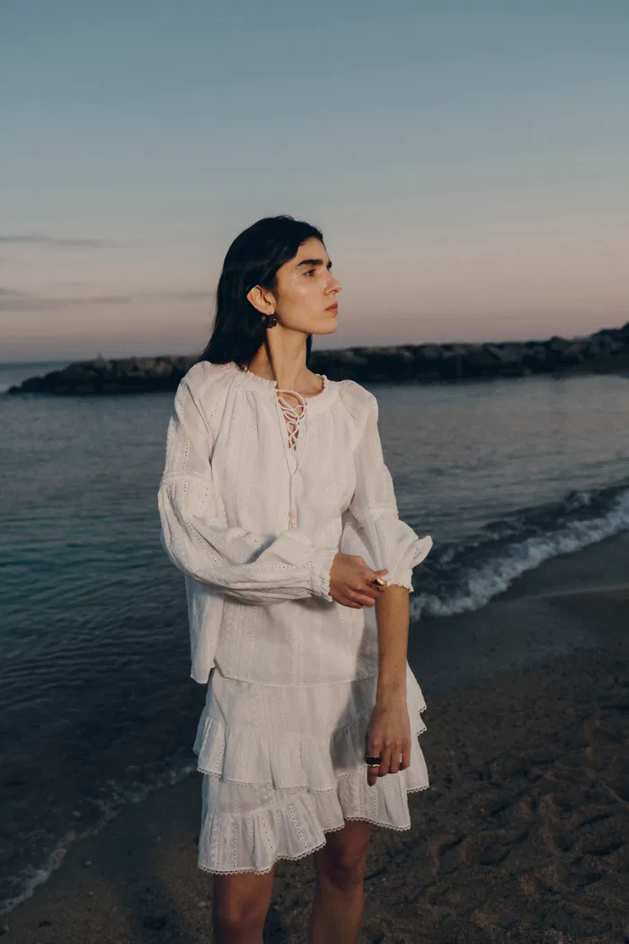 Vicky Puff Sleeve Top and Skirt in Fine Cotton Voile
