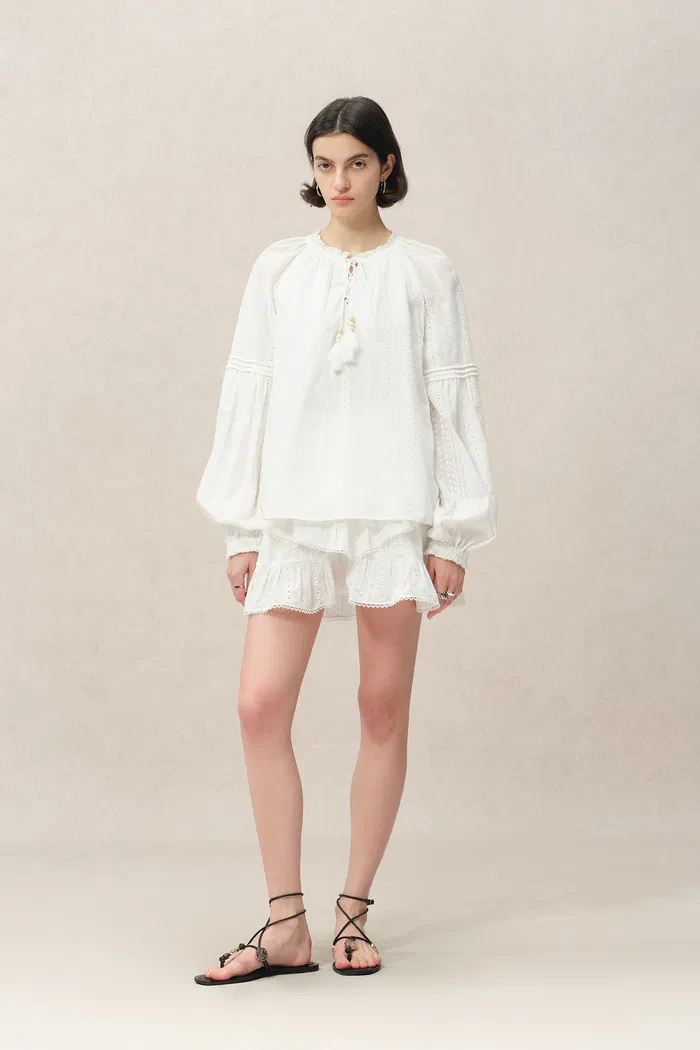 Vicky Puff Sleeve Top and Skirt in Fine Cotton Voile
