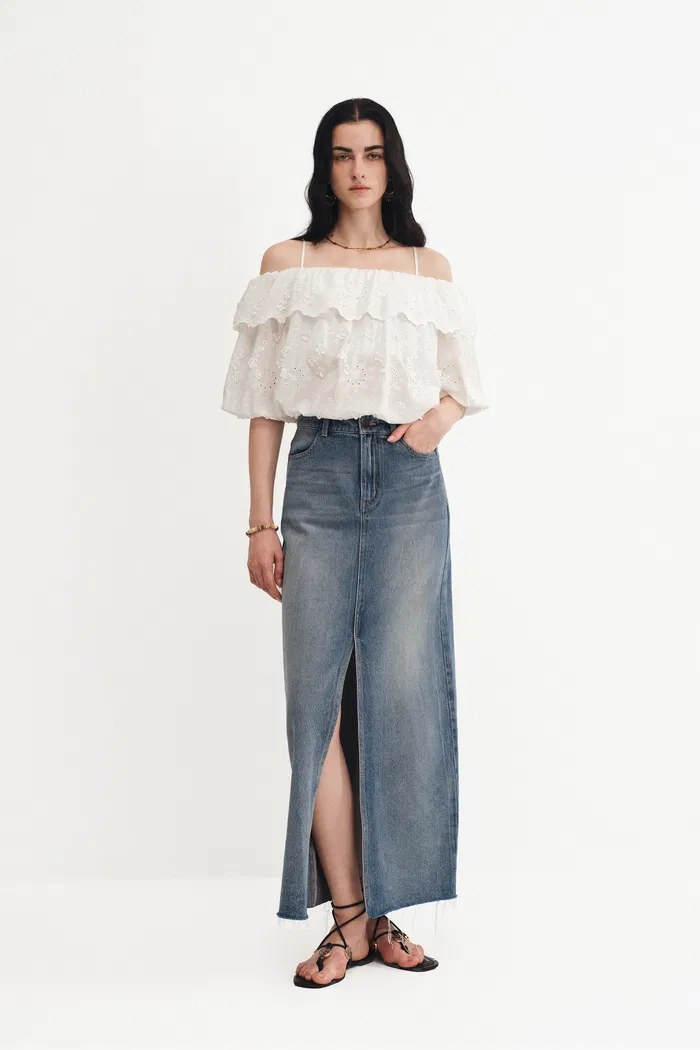 Denim Skirt in Cotton Denim