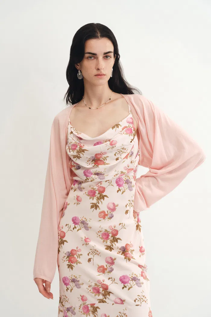 Shrug Sheer Cardigan in Tencel-Silk Knit
