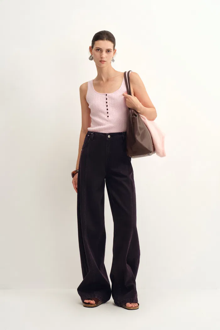 Paz Reddish Black Baggy Washed Jeans in Cotton Denim