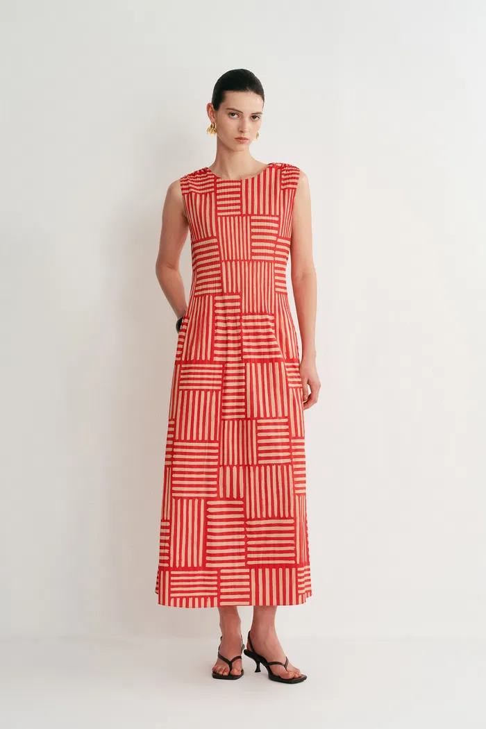 Lim Printed Pleated Maxi Dress