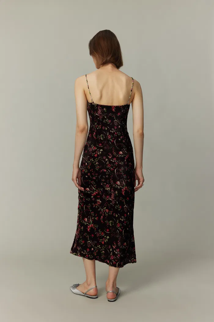 Uma Slip Dress in Mulberry Silk Blend Velvet
