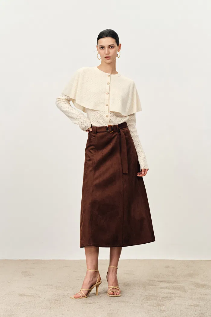 Elen Cape Style Cardigan in Wool-Cashmere Knit