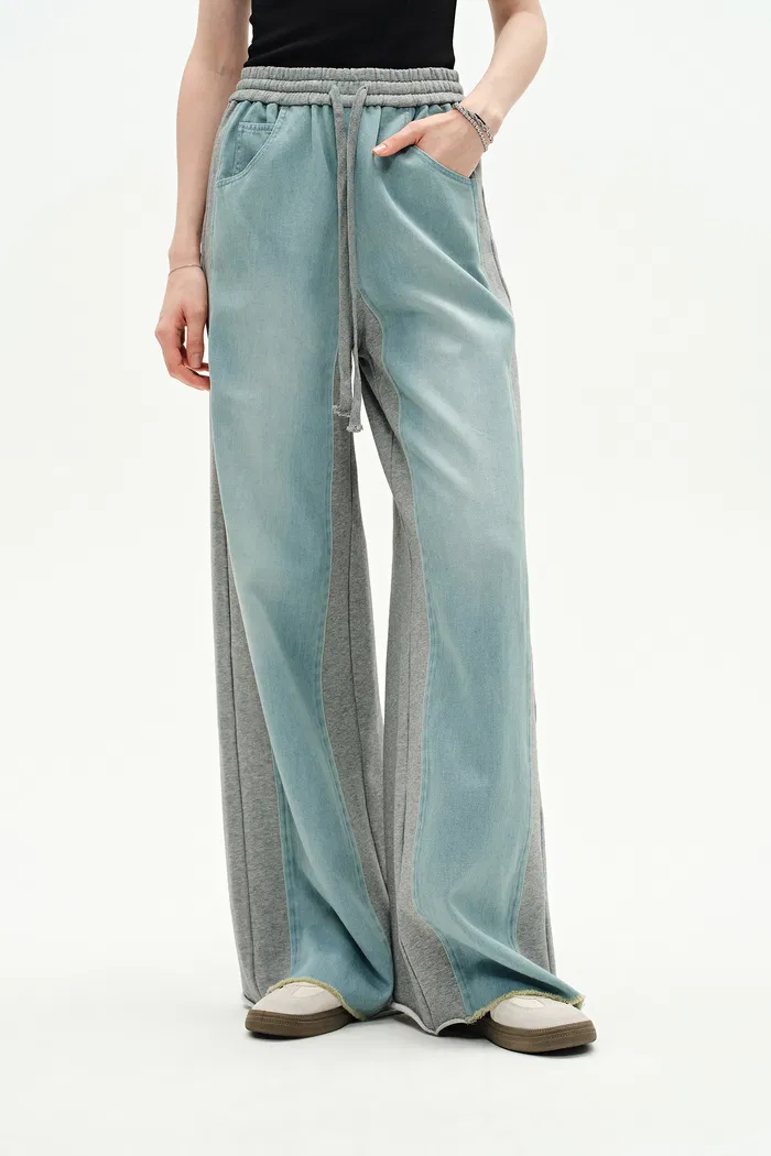 Sereta Wide Leg Denim Jeans in Cotton Jersey