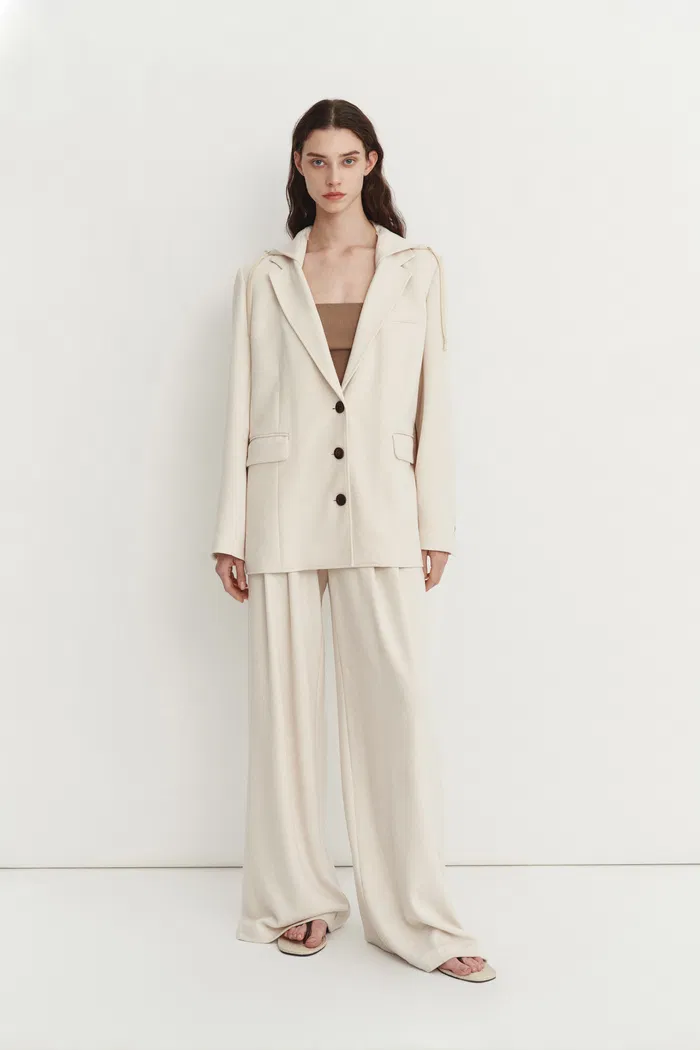 Daseasa Detachable Hoodie Blazer Jacket in Cotton Knit